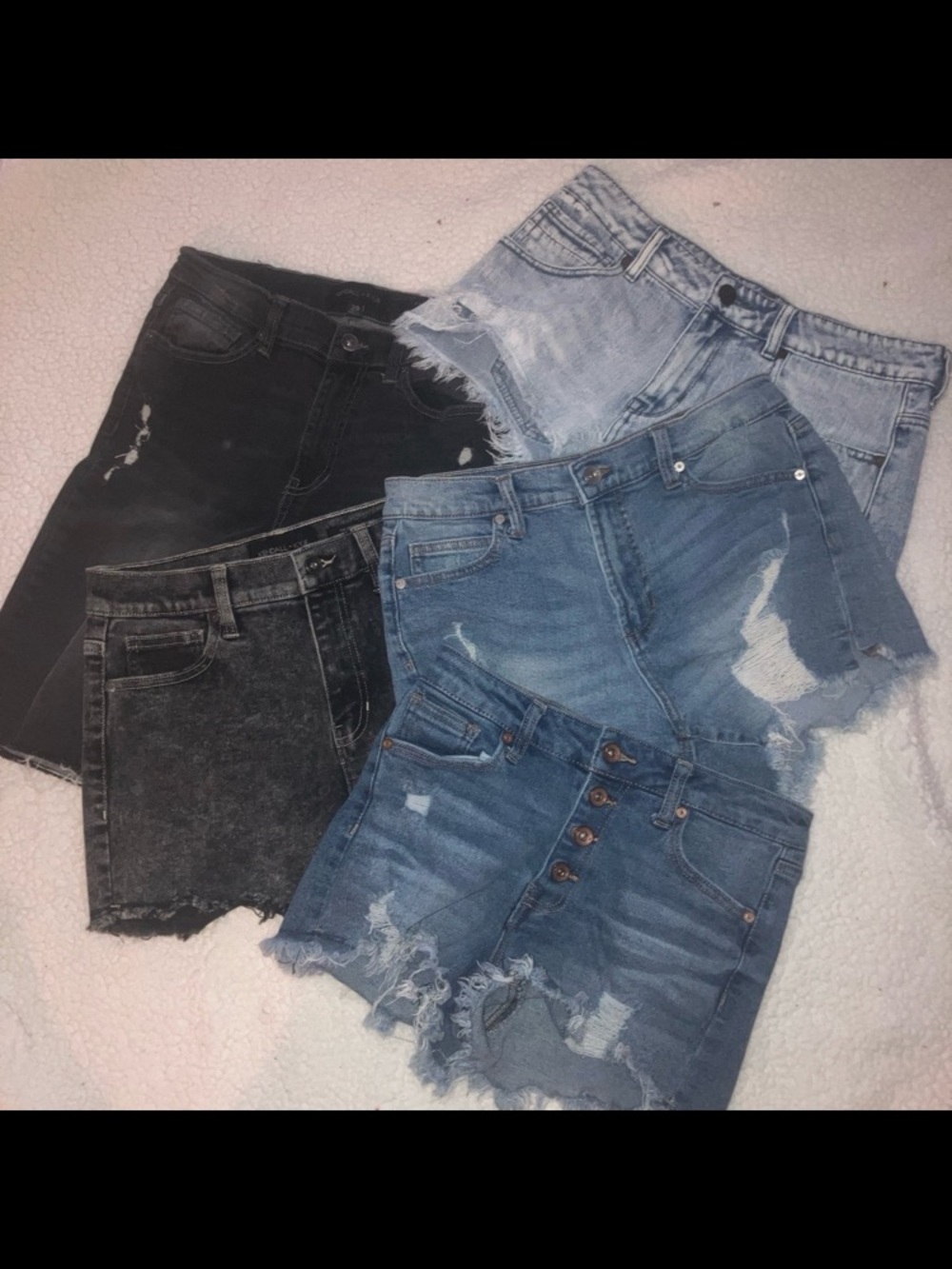 Lot of 5 Distressed Denim jean shorts- Mixed Washes 7/28